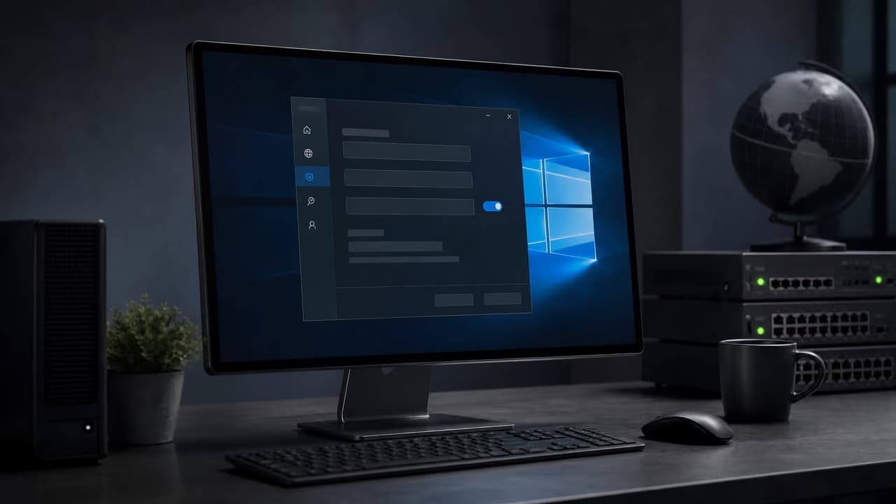 Экран компьютера с открытым меню настроек безопасности Windows 10.