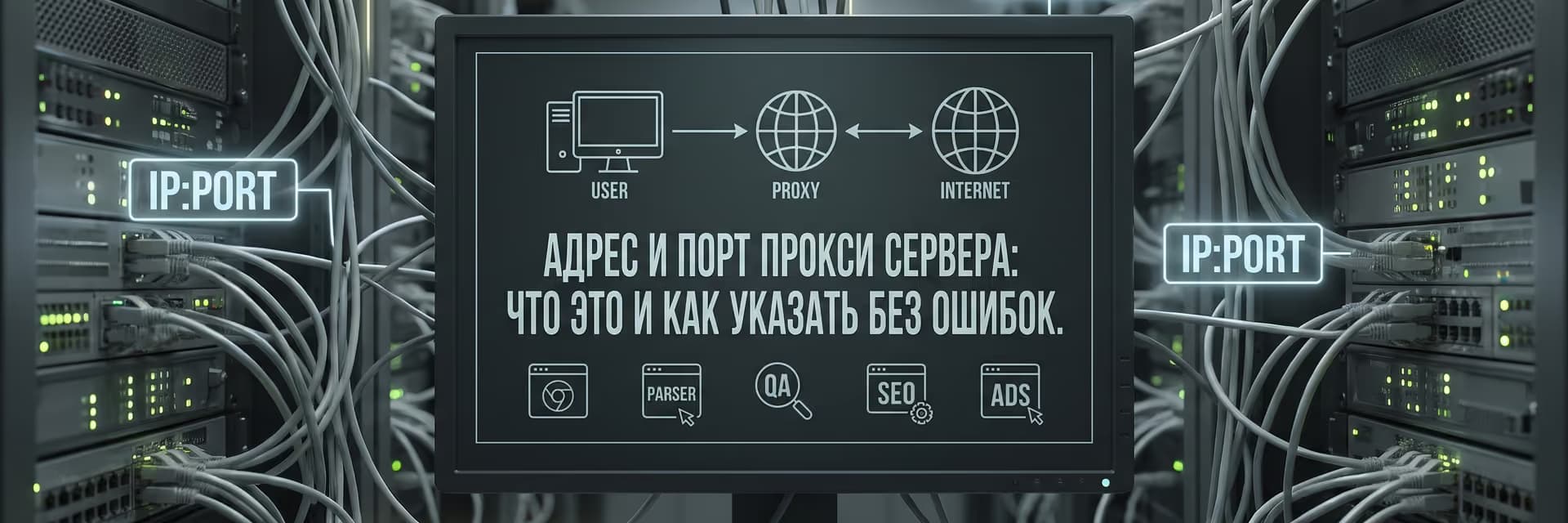 Экран с информацией о прокси-серверах и их настройках в серверной комнате.